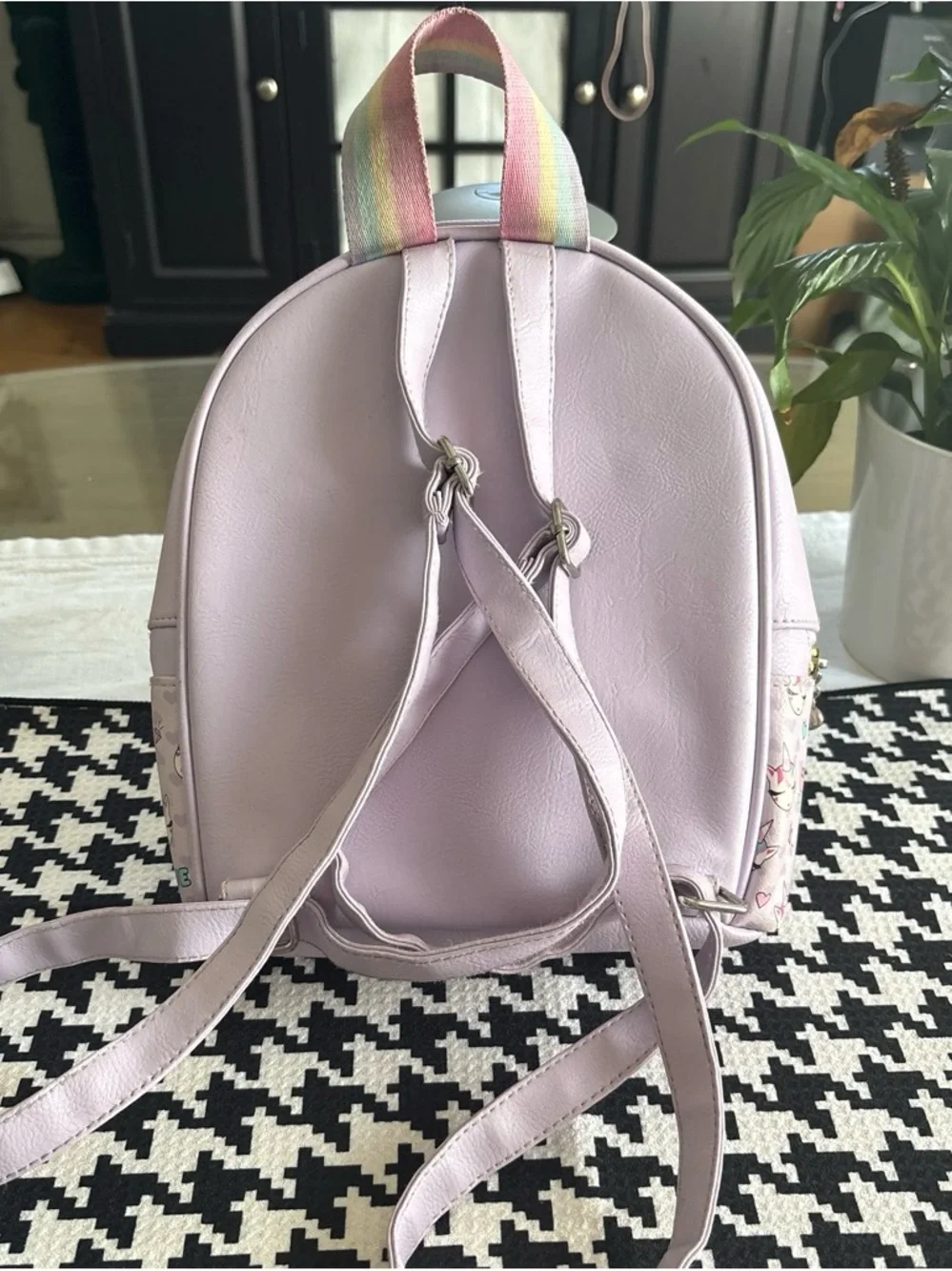 Kids Lavender Unicorn Mini Backpack with Love Print